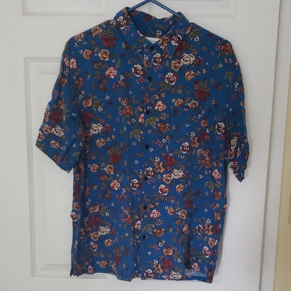 Urban Outfitters Blue Floral Men's Shirt